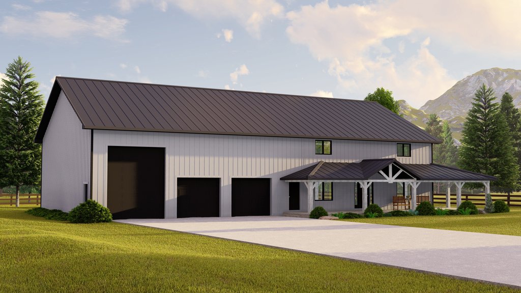 Exterior - Front Elevation 2 for Barndominium House Plan #1064-450 - 4 bed, 3.5 bath