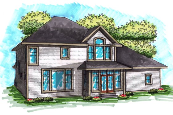 Exterior - Rear Elevation for Traditional House Plan #70-1038 - 4 bed, 3.5 bath