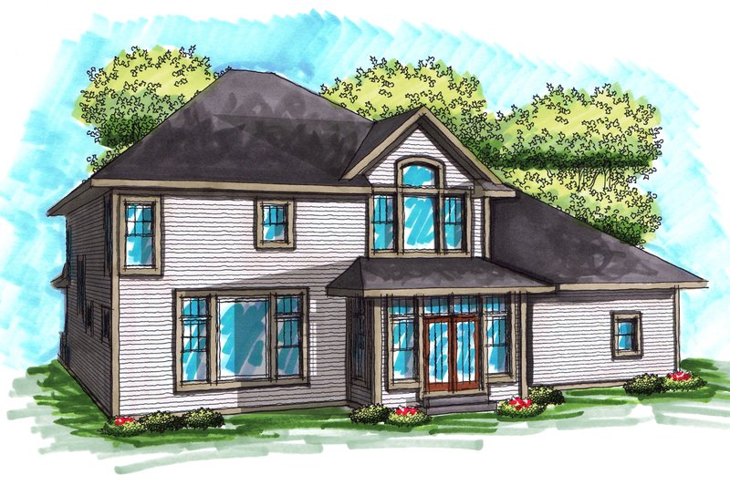 Dream House Plan - Exterior - Rear Elevation for Traditional House Plan #70-1038 - 4 bed, 3.5 bath