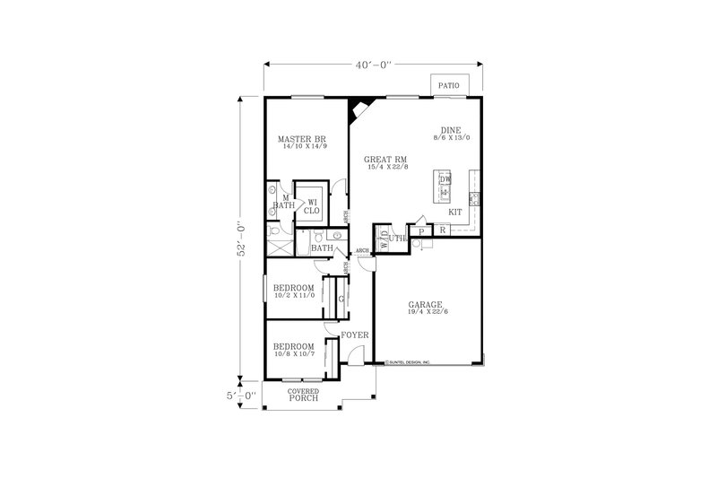 House Blueprint - Floor Plan - Main Floor for Craftsman House Plan #53-739 - 3 bed, 2 bath