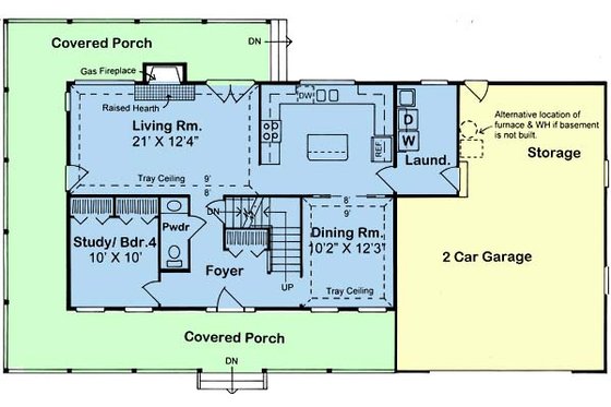 Floor Plan - Main Floor for Farmhouse House Plan #312-548 - 3 bed, 2.5 bath