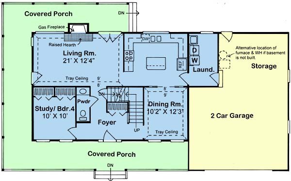 Floor Plan - Main Floor for Farmhouse House Plan #312-548 - 3 bed, 2.5 bath