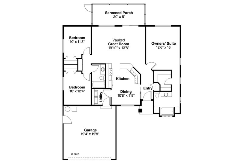 Home Plan - Floor Plan - Main Floor for Traditional House Plan #124-256 - 3 bed, 2 bath