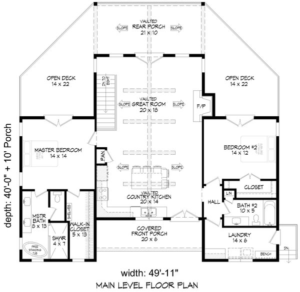 House Blueprint - Country Floor Plan - Main Floor Plan #932-1348