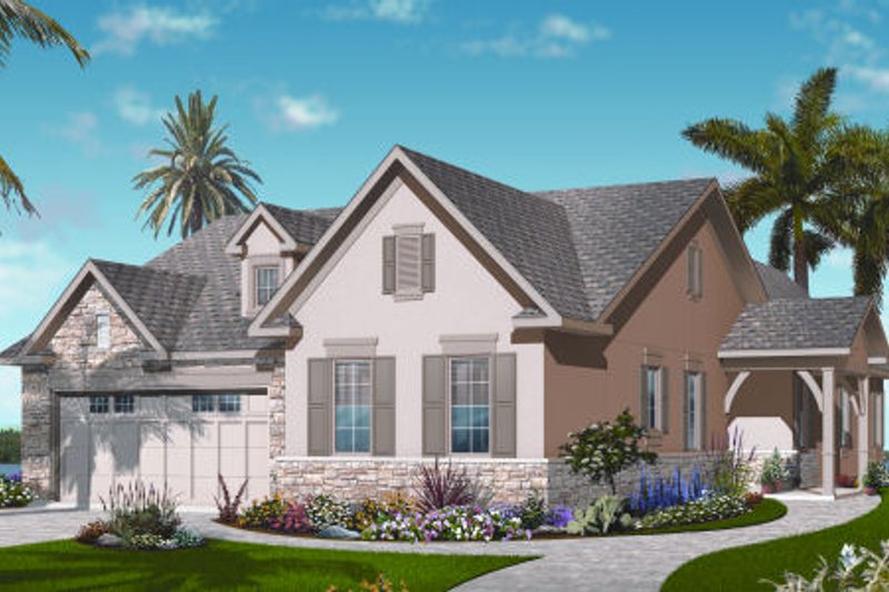 Architectural House Design - Mediterranean Exterior - Front Elevation Plan #23-2218