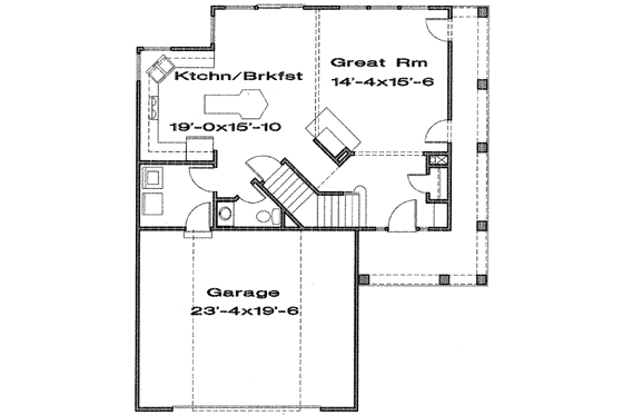 Floor Plan - Main Floor for Traditional House Plan #6-126 - 3 bed, 2.5 bath