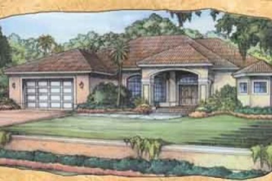 Exterior - Front Elevation for Mediterranean House Plan #115-113 - 3 bed, 2.5 bath