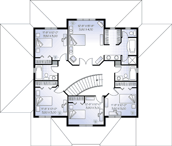Architectural House Design - Mediterranean Floor Plan - Upper Floor Plan #23-284