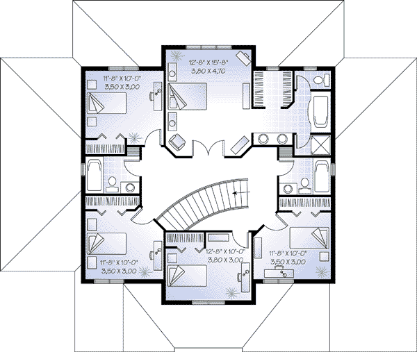 Mediterranean Floor Plan - Upper Floor Plan #23-284