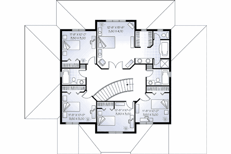 Home Plan - Floor Plan - Upper Floor for Mediterranean House Plan #23-284 - 6 bed, 4.5 bath