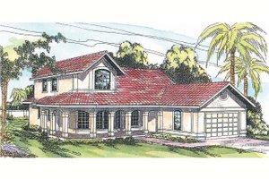 Mediterranean Exterior - Front Elevation Plan #124-435