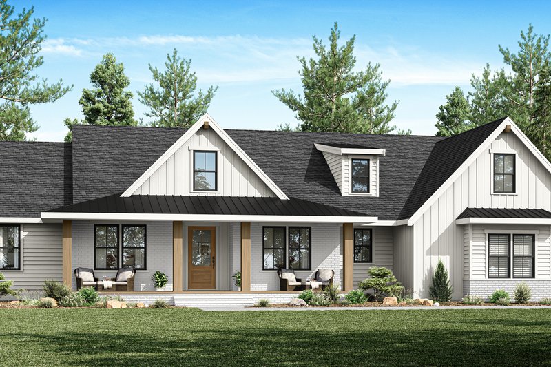 House Blueprint - Farmhouse Exterior - Front Elevation Plan #1070-160