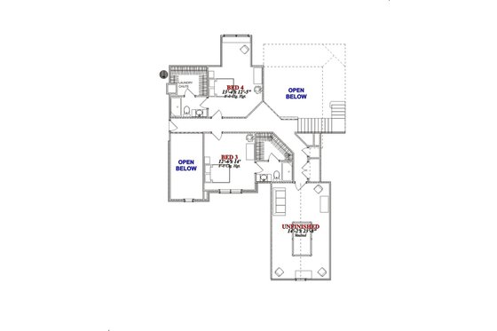Floor Plan - Upper Floor for European House Plan #63-347 - 4 bed, 3 bath