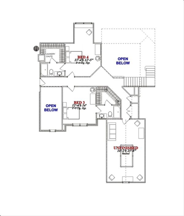 Architectural House Design - European Floor Plan - Upper Floor Plan #63-347