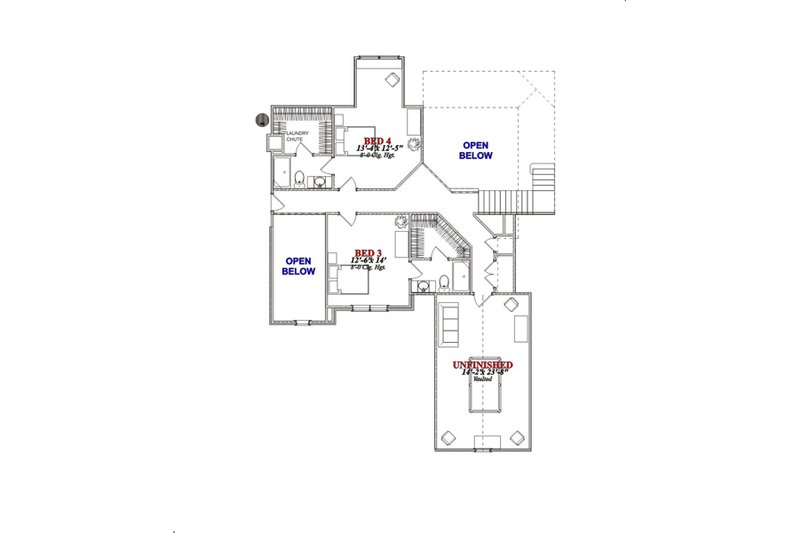 Home Plan - Floor Plan - Upper Floor for European House Plan #63-347 - 4 bed, 3 bath