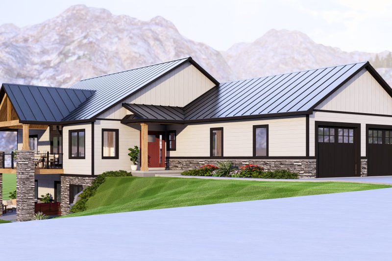 House Blueprint - Exterior - Front Elevation 3 for Country House Plan #1064-363 - 1 bed, 1.5 bath