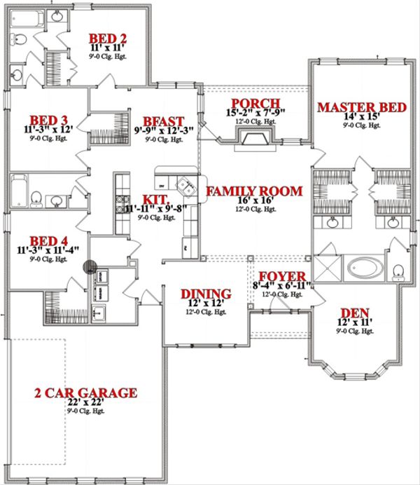 Traditional Floor Plan - Main Floor Plan #63-353