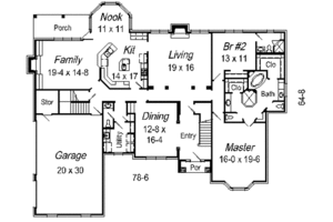 Floor Plan - Main Floor for European House Plan #329-307 - 4 bed, 3.5 bath