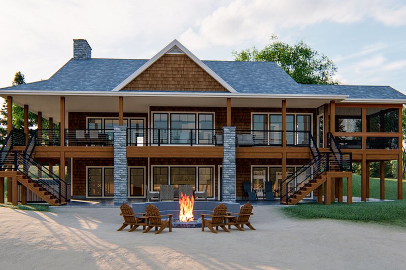 Dream House Plan - Exterior - Rear Elevation for Beach House Plan #455-268 - 2 bed, 2 bath