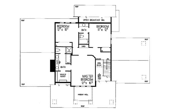Floor Plan - Upper Floor for Country House Plan #72-230 - 3 bed, 2.5 bath