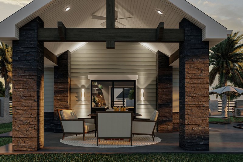 House Plan Design - Exterior - Covered Porch for Beach House Plan #455-283, 1 bath