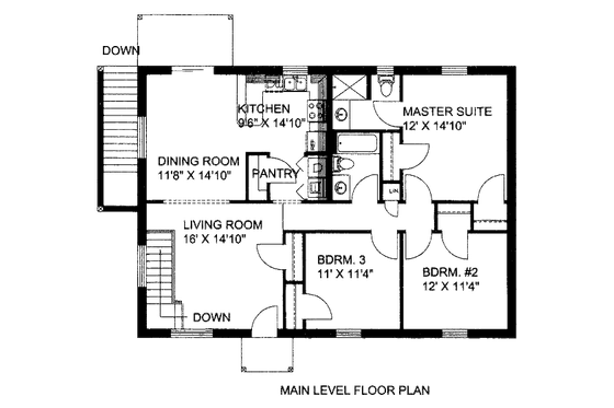 Floor Plan - Main Floor for Ranch House Plan #117-615 - 3 bed, 2 bath