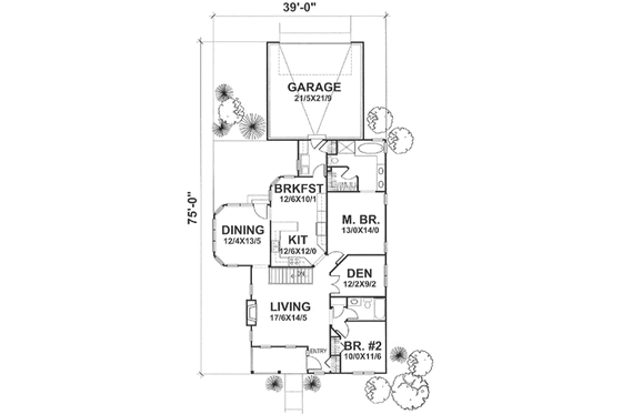 Floor Plan - Main Floor for Traditional House Plan #50-116 - 3 bed, 2 bath