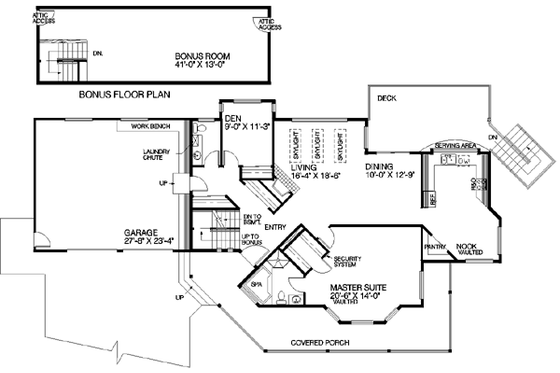 Floor Plan - Main Floor for Cabin House Plan #60-193 - 4 bed, 2.5 bath