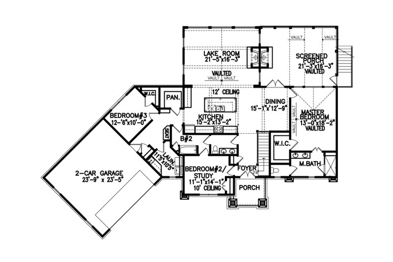 House Plan Design - Floor Plan - Main Floor for Ranch House Plan #54-476 - 5 bed, 3 bath