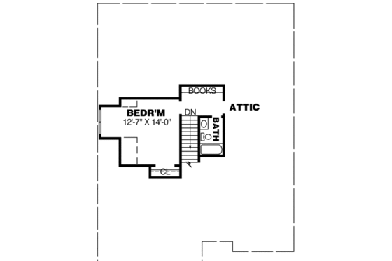 Floor Plan - Upper Floor for Southern House Plan #34-181 - 4 bed, 3 bath