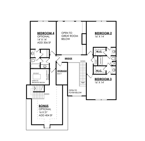 Traditional Floor Plan - Upper Floor Plan #30-362
