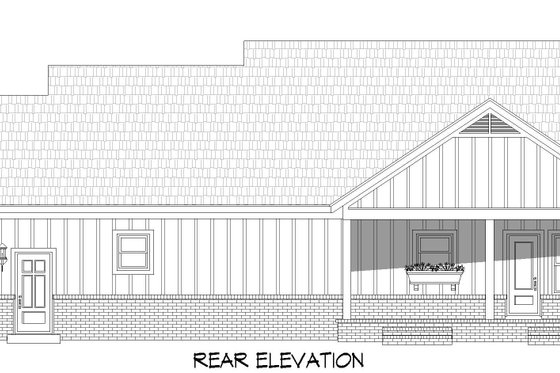 Exterior - Rear Elevation for Farmhouse House Plan #932-1216 - 3 bed, 2.5 bath