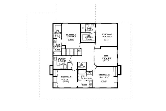 Floor Plan - Upper Floor for Farmhouse House Plan #1089-16 - 5 bed, 4.5 bath