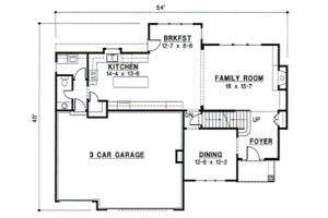 Floor Plan - Main Floor for Traditional House Plan #67-546 - 4 bed, 3.5 bath