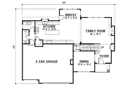 Floor Plan - Main Floor for Traditional House Plan #67-546 - 4 bed, 3.5 bath