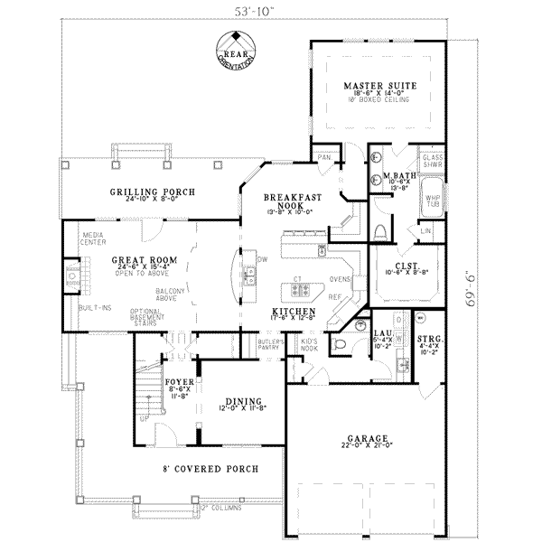 House Plan Design - Country Floor Plan - Main Floor Plan #17-2269