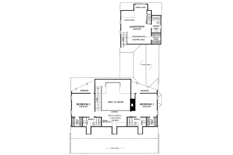 House Blueprint - Floor Plan - Upper Floor for Country House Plan #137-191 - 3 bed, 3 bath