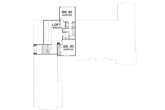 Floor Plan - Upper Floor for Mediterranean House Plan #50-113 - 3 bed, 1 bath