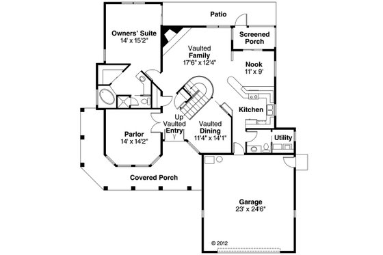 Floor Plan - Main Floor for Mediterranean House Plan #124-435 - 3 bed, 2.5 bath