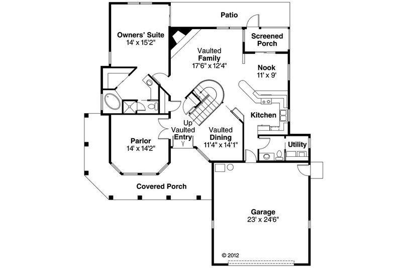 Home Plan - Floor Plan - Main Floor for Mediterranean House Plan #124-435 - 3 bed, 2.5 bath