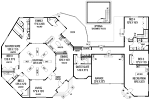 Floor Plan - Main Floor for Modern House Plan #60-513 - 5 bed, 4 bath
