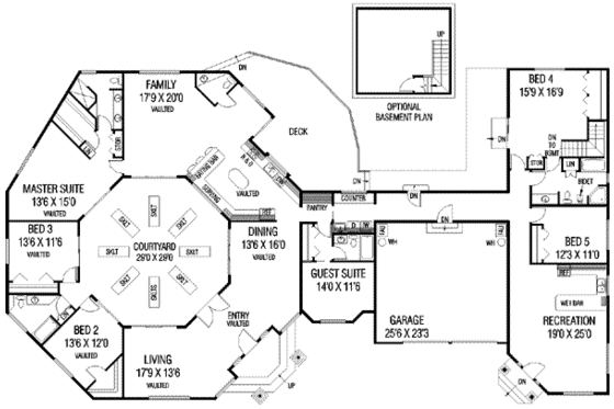 Floor Plan - Main Floor for Modern House Plan #60-513 - 5 bed, 4 bath