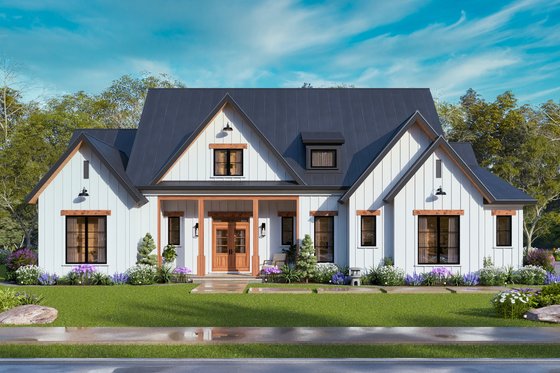 Exterior - Front Elevation 4 for Farmhouse House Plan #119-473 - 3 bed, 3.5 bath