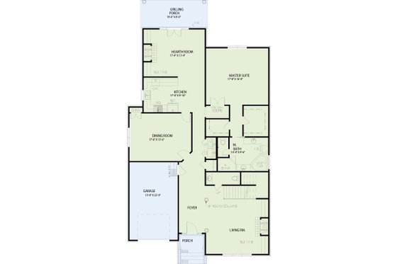 Floor Plan - Main Floor for Contemporary House Plan #17-2691 - 3 bed, 2.5 bath
