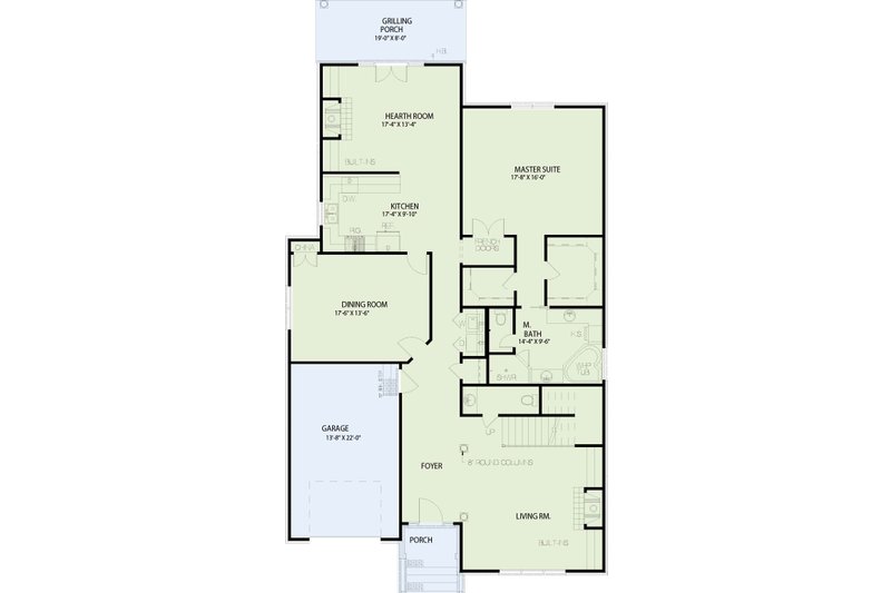 Home Plan - Floor Plan - Main Floor for Contemporary House Plan #17-2691 - 3 bed, 2.5 bath
