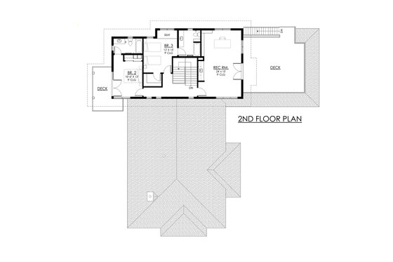 Floor Plan - Upper Floor for Contemporary House Plan #1042-21 - 3 bed, 3.5 bath