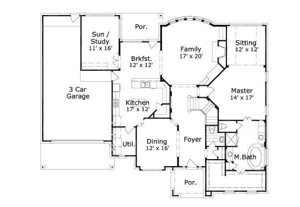 Colonial Floor Plan - Main Floor Plan #411-798