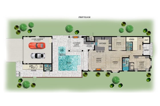 Floor Plan - Main Floor for Bungalow House Plan #548-42 - 4 bed, 4.5 bath