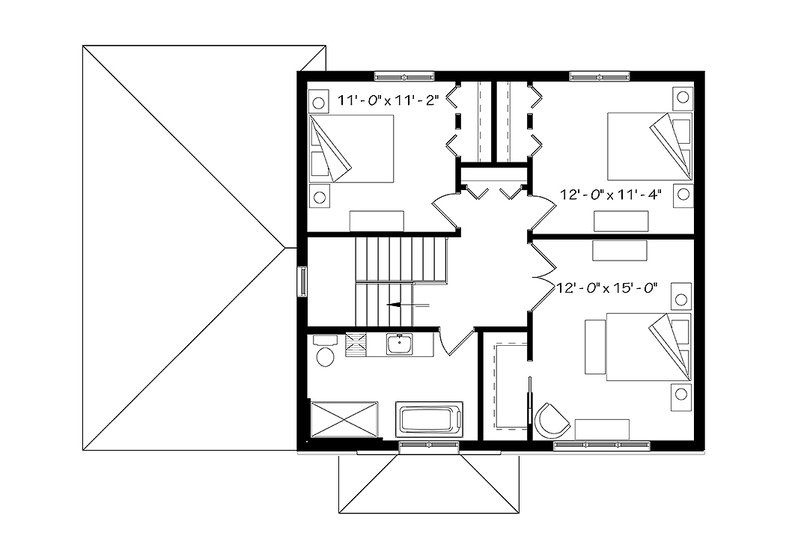 Dream House Plan - Floor Plan - Upper Floor for Modern House Plan #23-2642 - 3 bed, 1.5 bath
