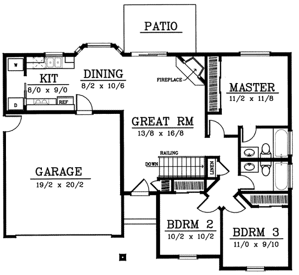 Ranch Floor Plan - Main Floor Plan #92-106